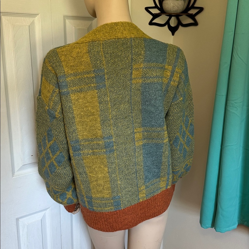 Mystree Mustard and Teal Cardigan Sweater - Picture 4 of 5